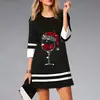 2023 comércio exterior transfronteiriço feminino desejo AliExpress estação independente estampado de Natal vestido mini de manga 3/4 à vista