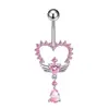 Comercio Electrónico Transfronterizo Europeo y Americano Nuevo Estilo Rosa Circonita Incrustada Forma de Corazón Mariposa Gatito Piercing para Ombligo Stud para Ombligo