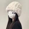 Chapéu Feminino de Pelúcia Tendência de Inverno Versão Coreana Chapéu Quente de Orelha de Urso Chapéu Pulôver Solto Moda Emagrecimento Facial