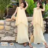 Vestido amarelo sem mangas de alça extremamente bonito, novo 2026 verão férias na praia novo vestido longo estilo chinês, roupa de maternidade