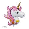 Globo de Animal de Dibujos Animados de Pie 3D Ensamblado Decoración de Fiesta de Cumpleaños Globo de Papel de Aluminio con Forma de Cabeza de Unicornio