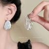 Pendientes de aro liso exagerados europeos y americanos de aguja de plata S925 para mujer, pendientes de alta gama que adelgazan el rostro redondo, pendientes de moda con personalidad que combinan con todo