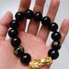 Pulsera de locha Pi de obsidiana Joyería Vietnamita Cuentas de oro Pulsera Nafu para pareja Pulsera