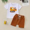 2025 Verano para Bebé Niño Camiseta Blanca de Manga Corta Bordada Conjunto Corto de Color Sólido Cumple con Exportación Europea y Americana