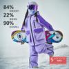 Profissional Infantil Exterior Refletivo Destaque Roxo Claro Orelha de Coelho Corta-vento Quente Roupa de Esqui Moda Com Capuz Impermeável Respirável