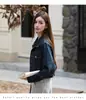 Jaqueta jeans retro de alta qualidade, estilo coreano, nova, curta, para mulheres, com corte solto que afina a silhueta, disponível em azul escuro e outras cores, feita de algodão