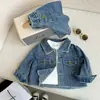 Conjunto de Chaqueta de Mezclilla Pura de Algodón Retro para Bebé Niña Nuevo Estilo Primavera y Otoño 2026 Conjunto Elegante de Dos Piezas para Niñas