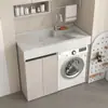 Gabinete de Lavadora de Aluminio Integrado tipo Panal con Fregadero para Apartamentos Pequeños, Combinación Integrada para Balcón con Tina y Lavadero para Baño