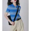 Suéter de Lana a Rayas con Tres Mangas para Mujer, Otoño, Cosecha, Cintura Entallada, Suéter de Lana