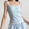 Pura Vontade Estilo Bm Chique Bonito Renda Fungo Faixa Lateral Bojo Camisola Roupa Externa Feminina Slim-fit Curta Pequena Top