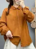 Estilo chica de bosque, con ribete de encaje, patchwork bordado, camisa de gasa de algodón de doble capa, cárdigan liso para mujer, camisa de manga larga, top, XC95