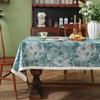 Toalha de Mesa Jacquard Tingida em Poliéster Retrô Americano com Borla de Flor em Forma de Leque de Planta Retangular para Mesa de Centro Toalha de Mesa