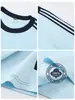 Camiseta Básica de Verano de Algodón Puro con Cuello Redondo y Manga Corta con Tres Rayas, Holgada, Versátil, Ropa para Pareja, Camiseta de Manga Corta, Exportación Transfronteriza
