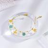 Pulseira de ouro de alta qualidade com pedra verde simples, elegante, retrô, acessórios franceses de nicho, atacado, pulseira de peixe pequeno de aço inoxidável para mulheres