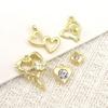 Accesorios de Joyería de Aleación DIY Oro de 14K Hueco Diamante Amor Colgante Aretes Pulsera Collar Decoración Corazón de Durazno Colgante