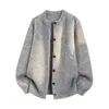 2026 Nuevo Tejido para Hombre Calle Alta Americana Cardigan de Punto de un Solo Botón Holgado Color Sólido Suéter de Punto Ropa de Abrigo para Hombre