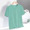 Camiseta de Gelo de Seda de Manga Curta para Homens de Comércio Exterior de Verão, Malha Colorida Sólida Tendência Solta Esportiva Secagem Rápida Tamanho Grande Gola Redonda