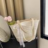 2025 Verano Bolso de Paja Tejida Nuevo para Viajes Diarios Gran Capacidad Rayado al Hombro Moda Casual Bolso de Playa para Mujer