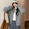 Cárdigan de punto gofre para mujer, nuevo suéter casual estilo coreano otoño/invierno, prenda exterior versátil, top reductor de edad con doble cremallera
