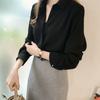 Nueva Llegada Camisa Blanca de Chifón para Estudiante Combinable Estilo Coreano de Manga Larga Holgada Estilo Coreano Talla Grande Camisa Top