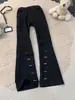 Jeans Bordados de Corte Inclinado High Street Americano para Hombre Rasgos Traviesos Atractivos Marca de Tendencia Sentido del Diseño Pantalones Scimitar Pierna Recta Micro Acampanados Pantalones Largos
