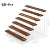 Suporte de Exibição de Madeira Maciça Acrílico Transparente Camadas Boneca Artigos Diversos Pequenos Enfeites Figura de Mesa Armazenamento Retrô Prateleira de Curiosidades