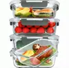 Conjunto de recipientes de armazenamento de alimentos de vidro borossilicato de alta qualidade para uso doméstico, com vedação nas quatro faces para evitar vazamentos, adequado para uso em micro-ondas e forno, e projetado para armazenamento