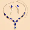 ¡Precio especial! Moderna Joyería Nueva Europea y Americana al Mayoreo Set de Collar y Aretes de Gema de Cristal de Alta Gama con Forma de Gota de Agua
