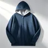 Direto da Fábrica Novo Cardigã com Capuz Casual Masculino de Manga Longa Cor Sólida Peso Pesado Dupla Face Estilo Americano Acolchoado com Pelúcia