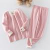 Conjunto de roupas íntimas de veludo térmico alemão de gola média-alta para crianças Veludo de dupla face desossado roupas de outono e ceroulas base de baixa temperatura