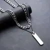 Colar Geométrico de Barra Transfronteiriço para Homens, Empilhável em Aço Titânio, Não Desbota, High-End, Vintage, Versátil, Nicho, Acessório Personalizado