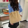 Nova bolsa peluda para mulheres, bolsa de ombro casual outono/inverno, bolsa tiracolo de grande capacidade, bolsa tote para o dia a dia, bolsa simples de pelúcia