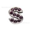 Letras de diamante de 8 mm, aleación de zinc alfanumérica, para manualidades, estilo inglés, con letras de diamante púrpura, accesorios de joyería