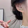Nuevos Pendientes Verano Temprano 2025 Flor de Lirio Azul Línea de Oreja Lujo Ligero Gama Alta Pendientes Versátiles Diseño de Nicho Versátiles para Mujer