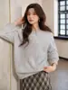 Ropa Especial Zhengqi/ Suéter Pulóver de Lana Blanco de Cuello Redondo para Mujer, Top de Punto Base para Mujer