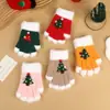 Guantes Lindos de Pantalla Táctil con Árbol de Navidad, Forrados de Felpa y Engrosados, Resistentes al Frío para Exteriores, Versátiles de Estilo Coreano, Guantes Cálidos de Punto Esponjoso