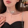 Collar de perlas con costuras de circonita de súper hada, diseño de Corea del Sur, sentido de nicho, cadena de borlas larga simple, cadena de clavícula de moda