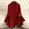 Abrigo de Lana de Alta Gama para Mujer, de Longitud Media, Nuevo Estilo Otoño e Invierno, Nuevo Diseño de Botón Estilo Chino, Corte Holgado, Abrigo de Lana Adelgazante para Mujer