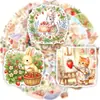 50 Pegatinas Lindas de Gato Fresa y Conejo con Flores, Compra Directa Transfronteriza, Impermeables para Diarios, Botellas de Agua, Computadoras y Graffiti, Pegatinas de PP