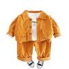 Jaqueta Infantil de Veludo Outono 2024 Cor Sólida Estilo Coreano Jaqueta Casual para Meninos Terno de Duas Peças Fabricante Atacado