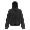 Sudadera de moda para hombre, producto nuevo de Otoño e Invierno con botones de presión y forro polar, sudadera con capucha para hombre, sudadera negra teñida con cera lavada de marca de moda para hombre
