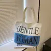 Bolsa Tote de Lona Grande Capacidade Patchwork com Emblema de Comércio Exterior para Mulheres, para o Trabalho, Dropshipping, Bolsa de Estudo, Mais Vendida