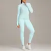 Conjunto de chaqueta de yoga transfronterizo, conjunto de top de manga larga con cremallera de secado rápido, conjunto de pantalones de yoga transpirables que absorben la humedad para deportes de running para mujer