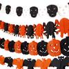 Decoração Guirlanda de Papel Abóbora de Halloween Adereços Suprimentos Festival Fantasma Guirlanda de Caveira Banner Morcego Aranha Pendurado