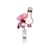Porta credencial retráctil médico de ganso blanco grande divertido con polvo de purpurina, clip retráctil de insignia de dibujos animados acrílico, insignia de regalo para enfermera de hospital