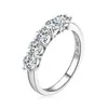 Anillo de Lujo Accesible de Alta Gama Mismo Estilo Anillo de Moissanita Plata 925 Anillo Apilable de Fila de Moissanita para Mujer Venta Caliente Transfronteriza