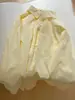 ¡Altamente Recomendado! Queso de Sal Marina ~ Camisa de Algodón Puro de Manga Larga Color Amarillo Crema para Mujer, Estilo Coreano Holgada Nicho Versátil