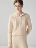 Suéter de cachemira con capucha moderno y versátil para mujer, jersey holgado de otoño e invierno, camiseta básica, sudadera corta de cachemira de manga larga