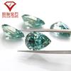 Moissanita de color con forma especial moissanita azul-verdosa en forma de pera piedra desnuda moissanita azul primaria en forma de lágrima incrustación al por mayor