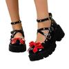 Zapatos de Cuero Gruesos con Hebilla Estilo Británico Tacón Grueso Talla Grande 2025 Verano Nuevos Zapatos Mary Jane de Cuero con Lazo Francés